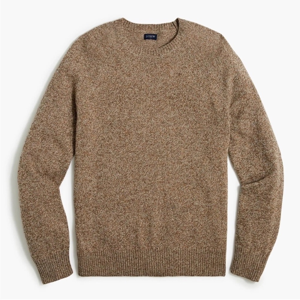 J. Crew Crewneck Sweater in Supersoft Lambswool Blend Size Medium Brown Fall